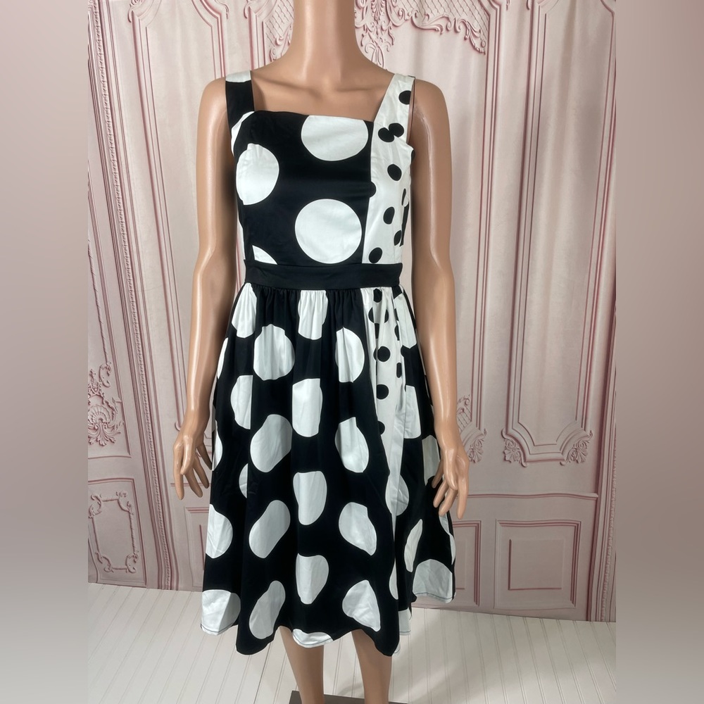 DISNEY PARK THE DRESS SHOP BLACK & WHITE POLKA DOT MINNIE MOUSE DRESS NEW WDW
